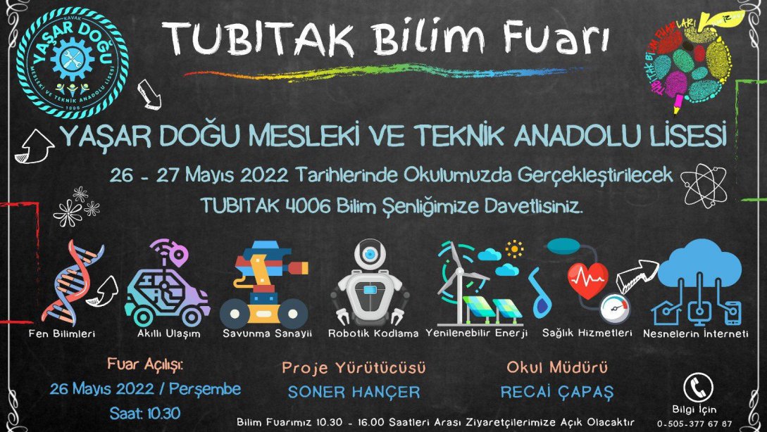 Yaşar Doğu Mesleki ve Teknik Anadolu Lisesi Tübitak 4006 Bilim Şenliğimize Davetlisiniz